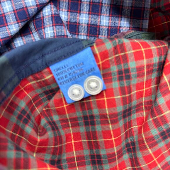 J. McLaughlin Mens Small Blue Red Green‎ Plaid Color Block Long Sleeve Shirt - Picture 3 of 5